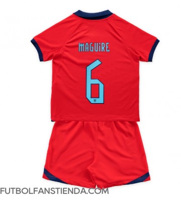 Inglaterra Harry Maguire #6 Segunda Equipación Niños Mundial 2022 Manga Corta (+ Pantalones cortos)